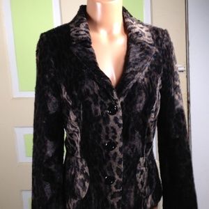 CHARLES GRAY LONDON FAUX FUR LEOPARD Sz M made in ENGLAND fun fur leopard print